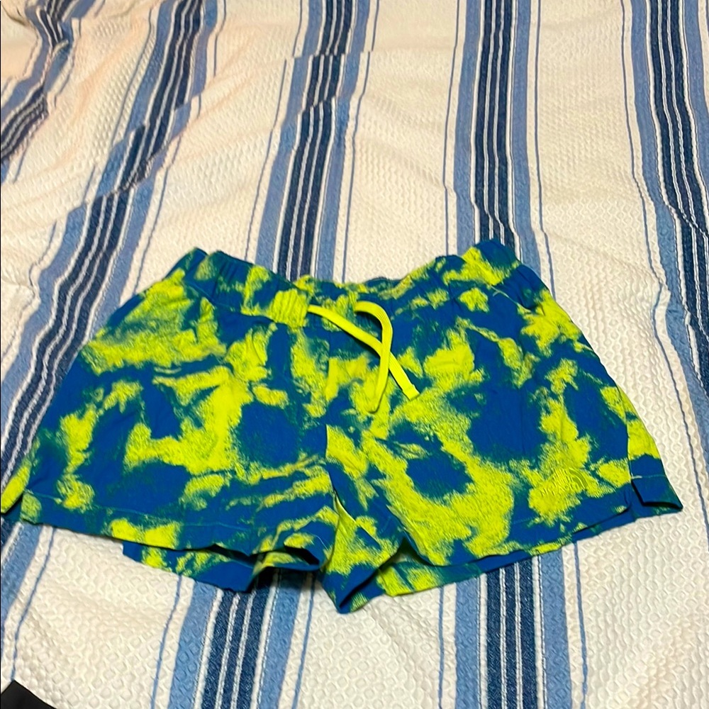 The North Face blue & yellow shorts
